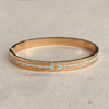 Rose Gold Plated Stainless Steel & Cubic Zirconia Bangle