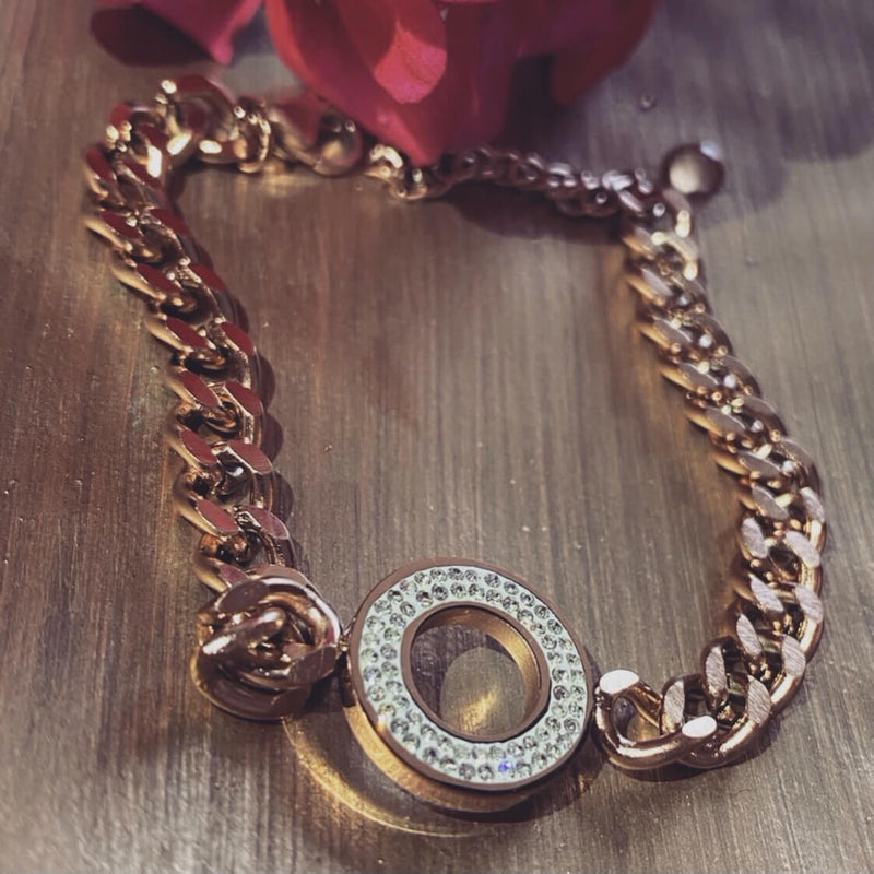 Stainless Steel Rose Gold Link Bracelet