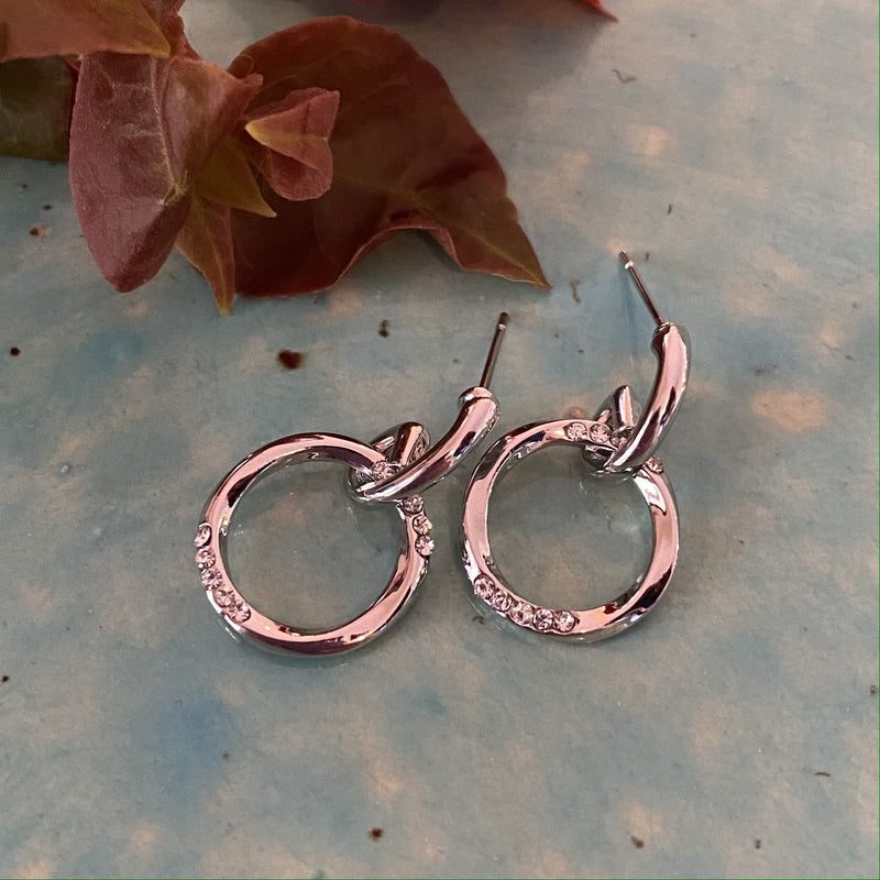 Platinum Plated Silver Circle Earrings