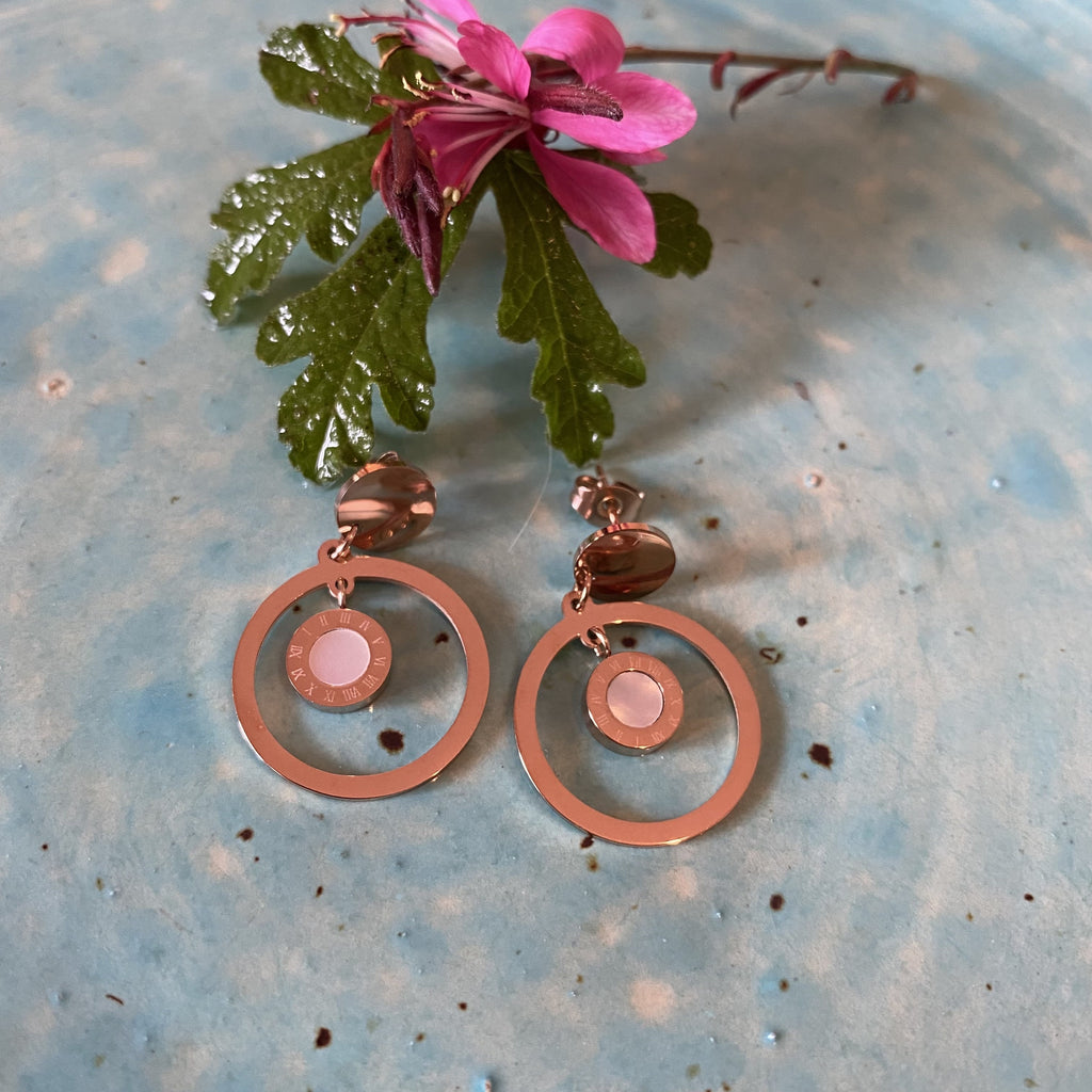 Stainless Steel Rose Gold Circle Earrings