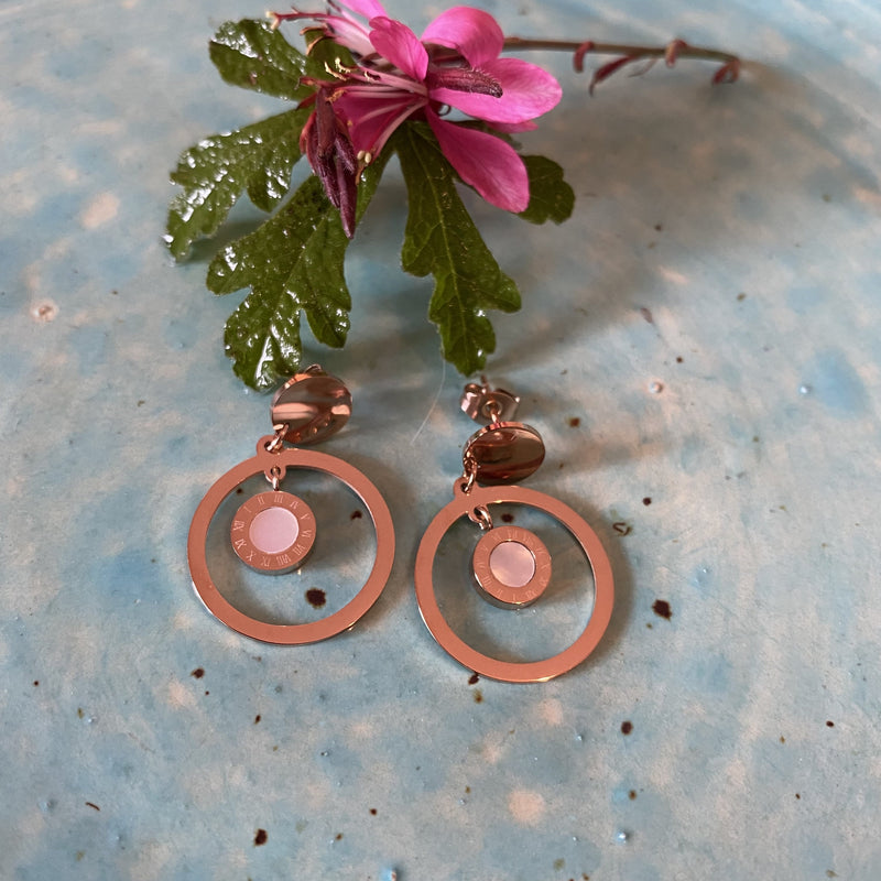 Stainless Steel Rose Gold Circle Earrings