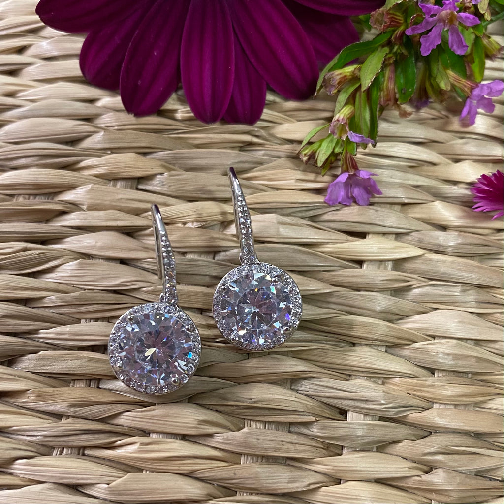 Platinum Plated Clear Silver Earrings