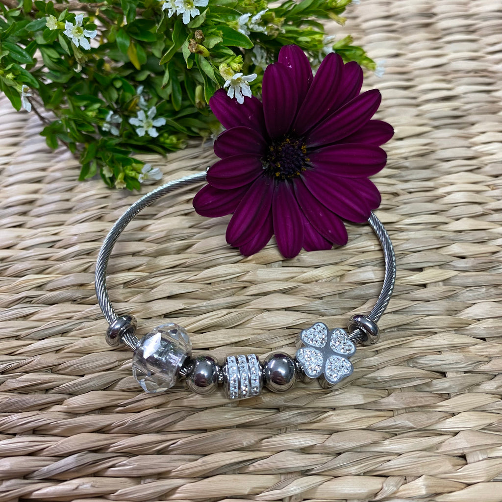 Stainless Steel Silver Feature Bangle