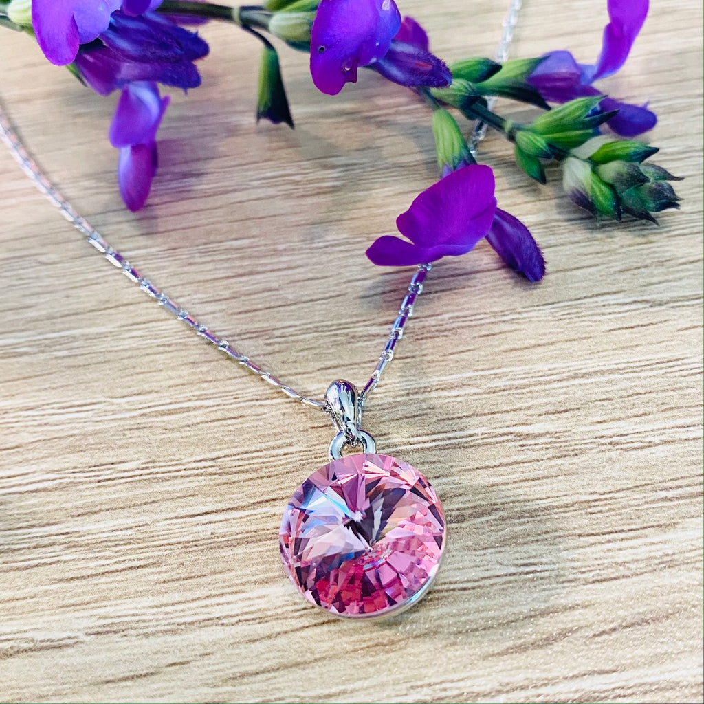 Swarovski Crystal Pink Round Necklace
