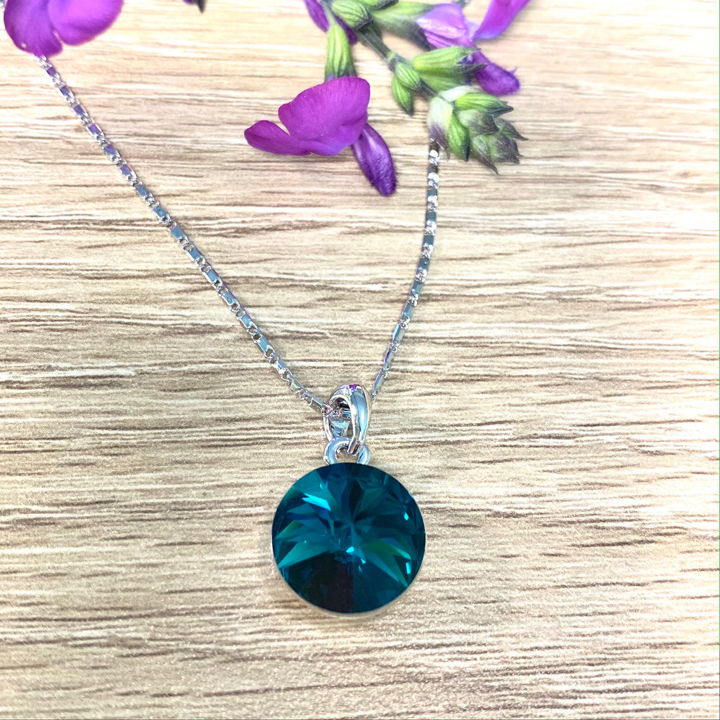 Swarovski Crystal Emerald Green Round Necklace