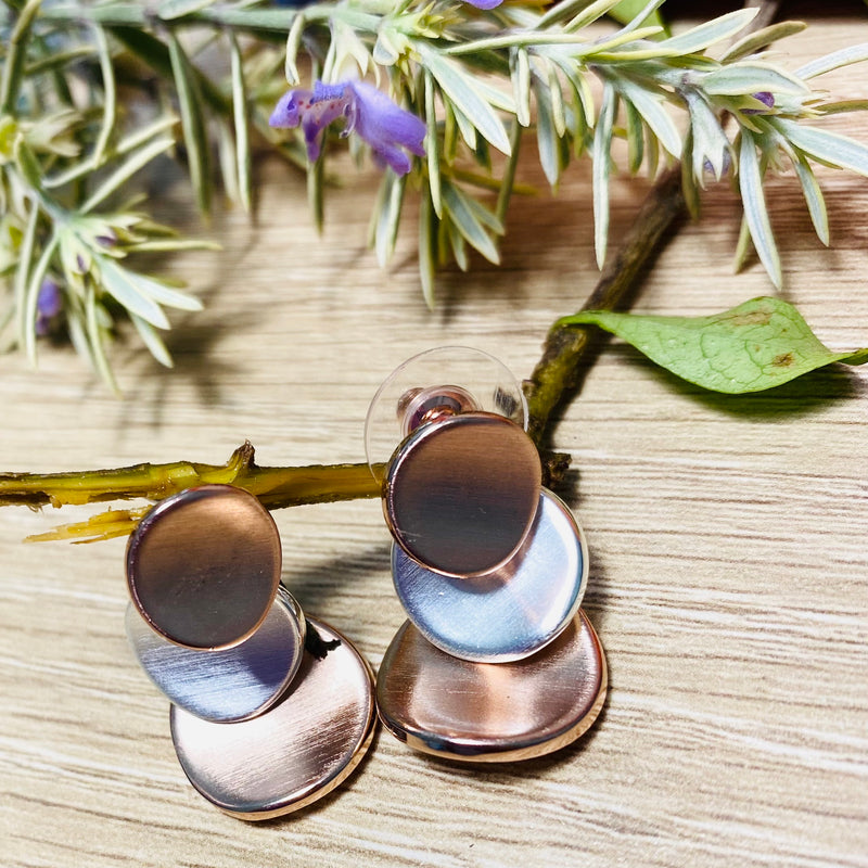 Rose Gold & Silver Circle Earrings