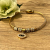Gold Stainless Steel Cubic Zirconia Eye Charm Bracelet