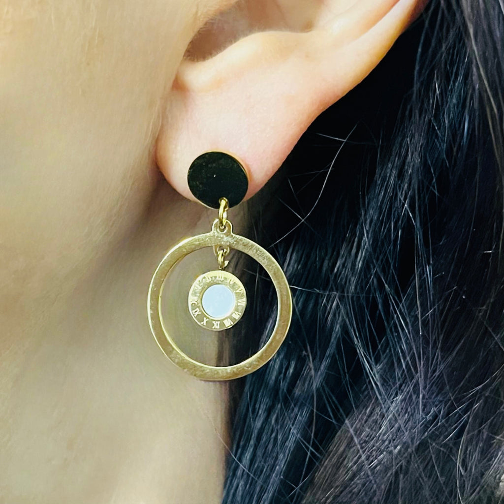 Stainless Steel Gold Circle Earrings