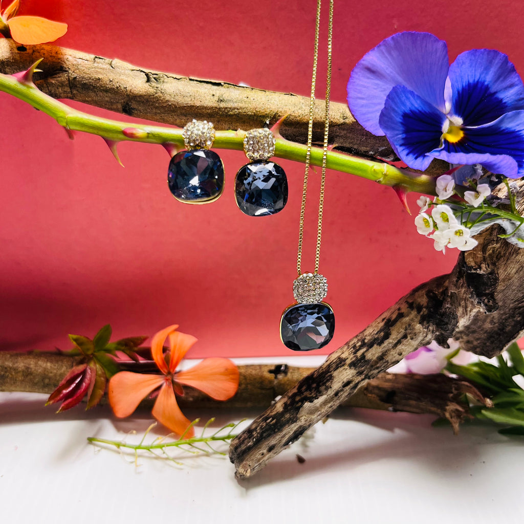 Gold & Purple Necklace & Earring Set