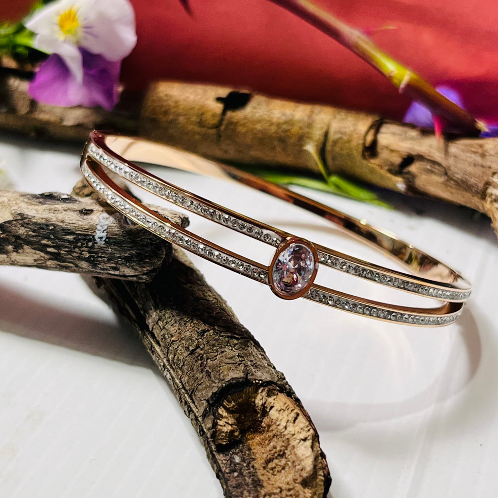 Rose Gold Stainless Steel & Crystal Bracelet