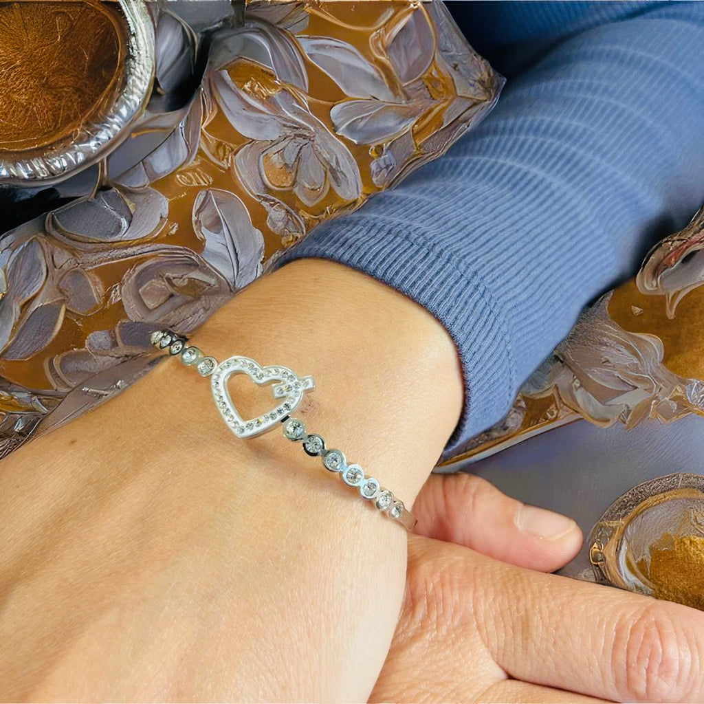 Silver Stainless Steel Heart Bracelet