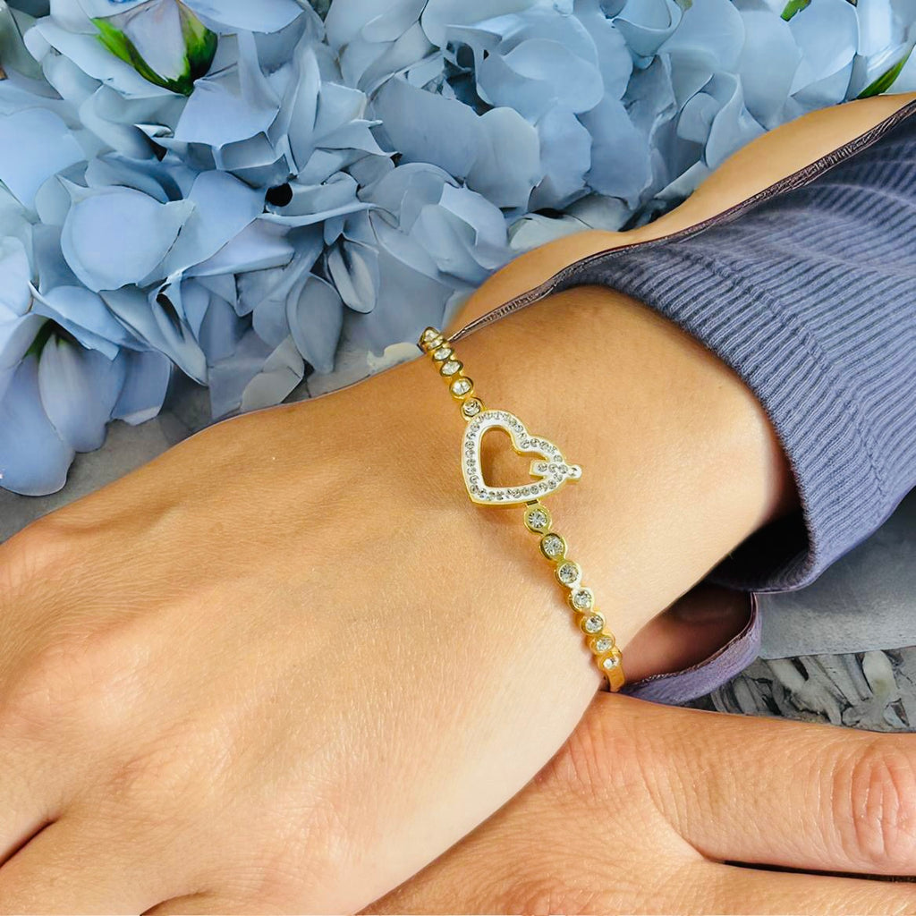 Gold Stainless Steel Heart Bracelet