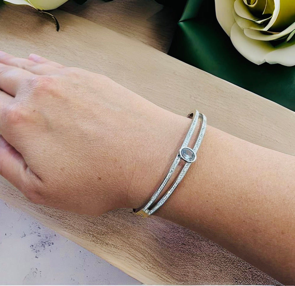 Silver stainless Steel Crystal Bracelet