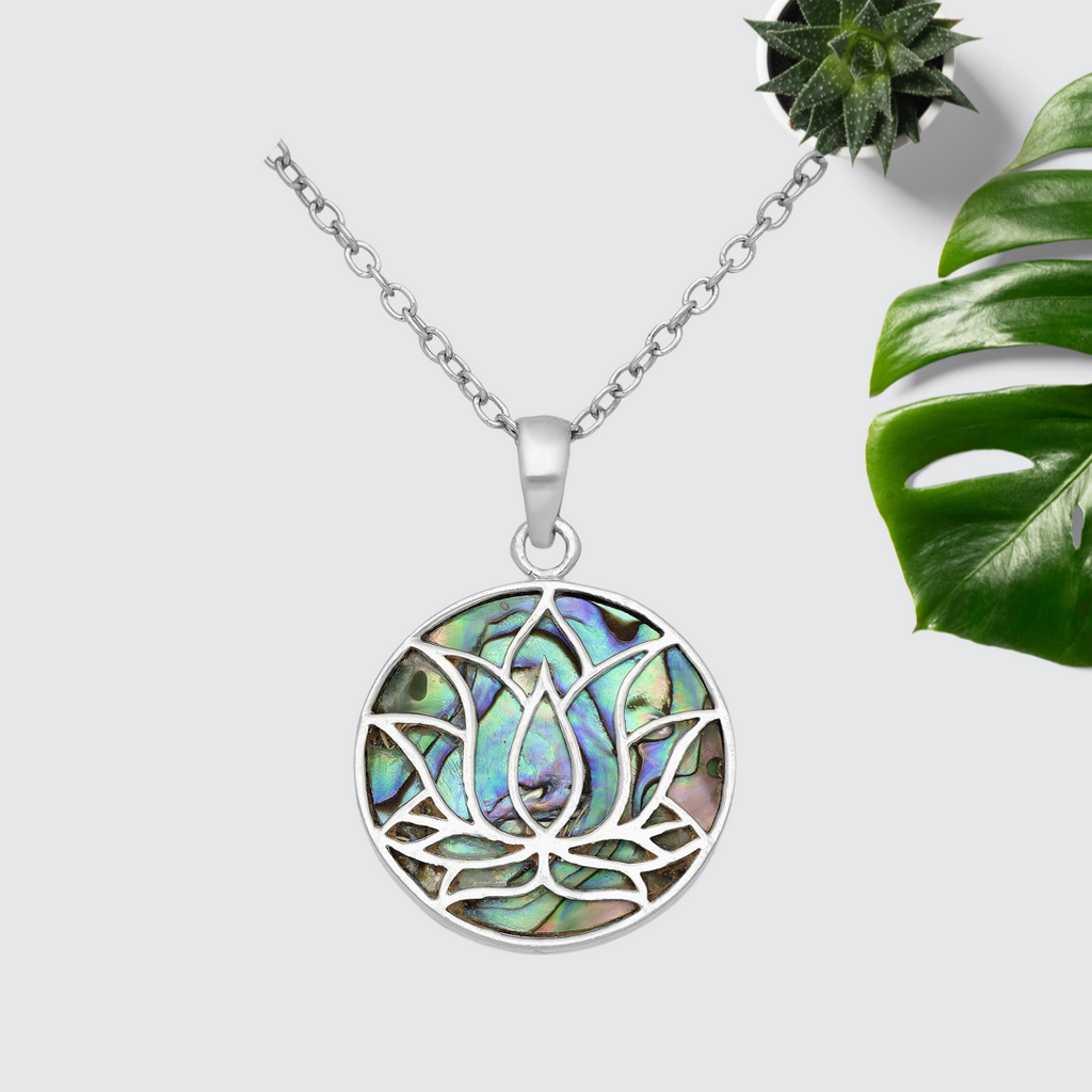 Sterling Silver Round  Paua Shell Necklace