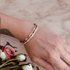 Rose Gold Stainless Steel Roman Numeral & Cubic Zirconia clear Crystal bangle