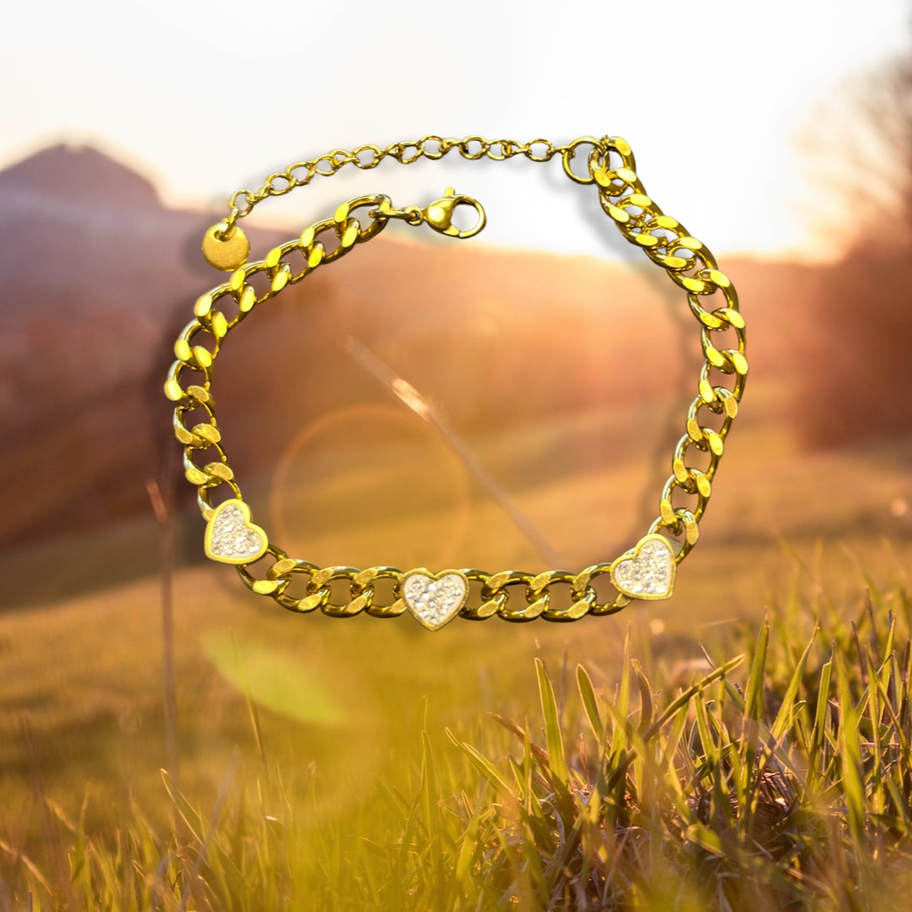 Gold Stainless Steel Heart Bracelet