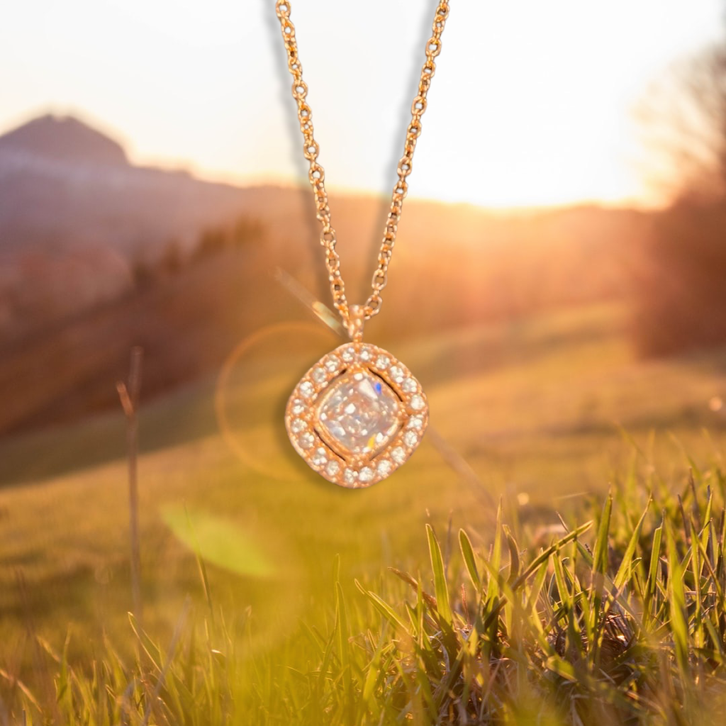 Rose Gold Stainless Steel Crystal Necklace