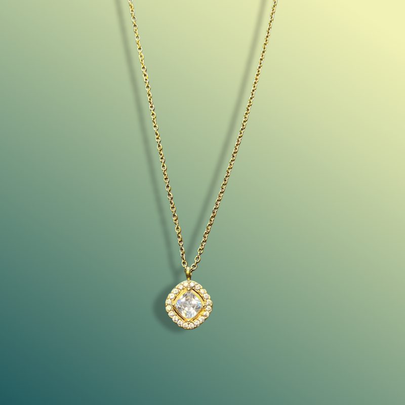 Gold Stainless Steel Crystal Necklace