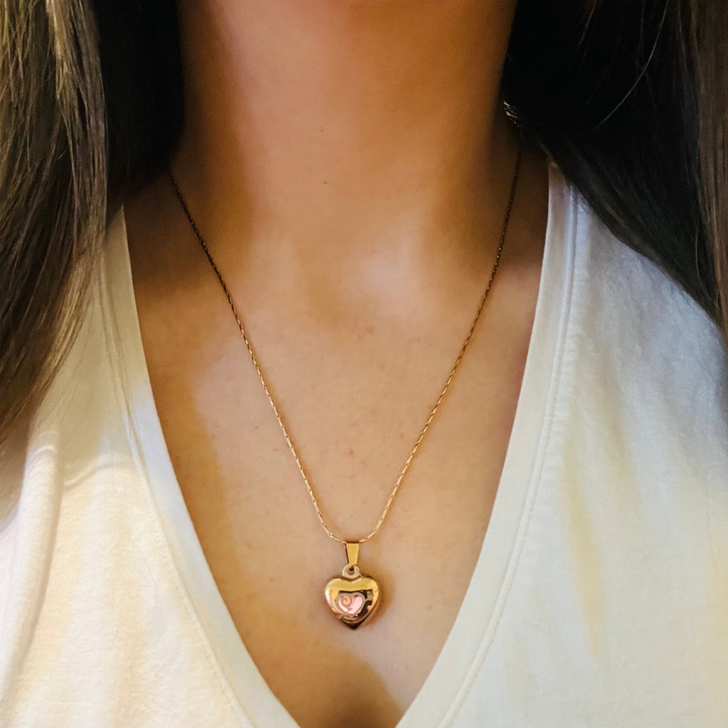 Rose Gold Solid Heart Necklace