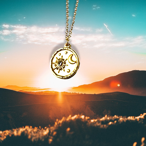 Sun and top moon pendant necklace