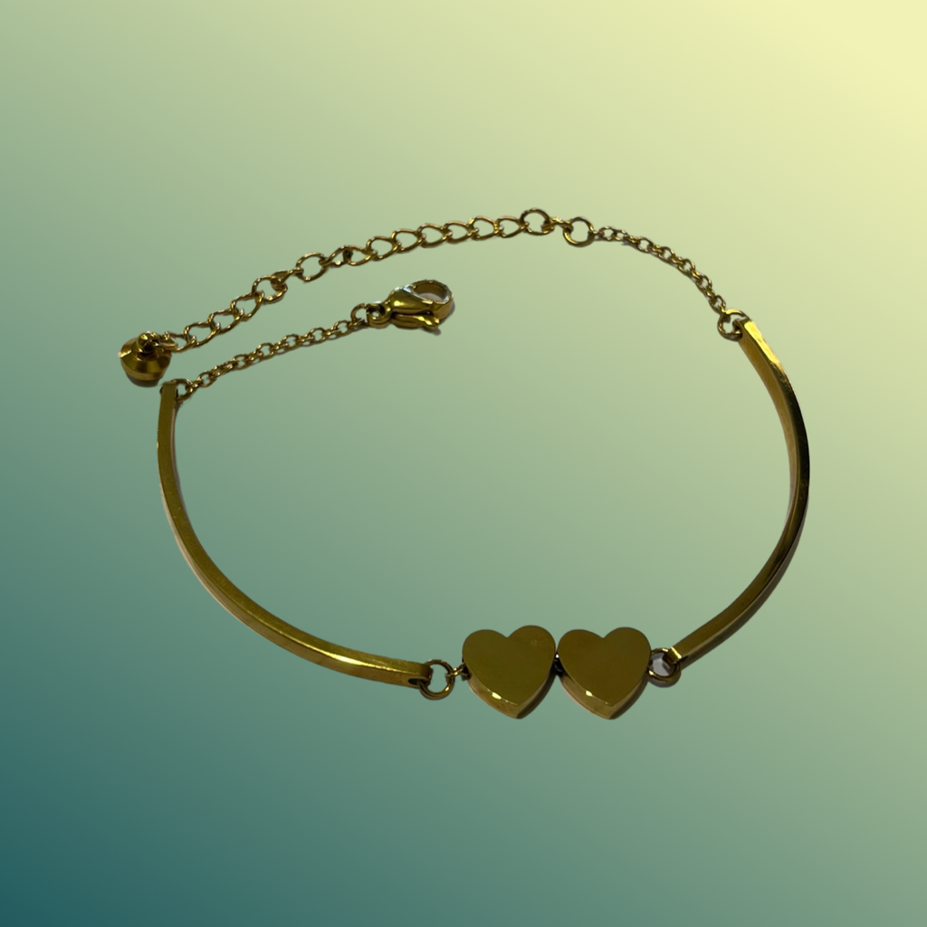 Gold Stainless Steel Heart Bracelet