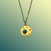 Gold Stainless Steel Aqua Sun Necklace