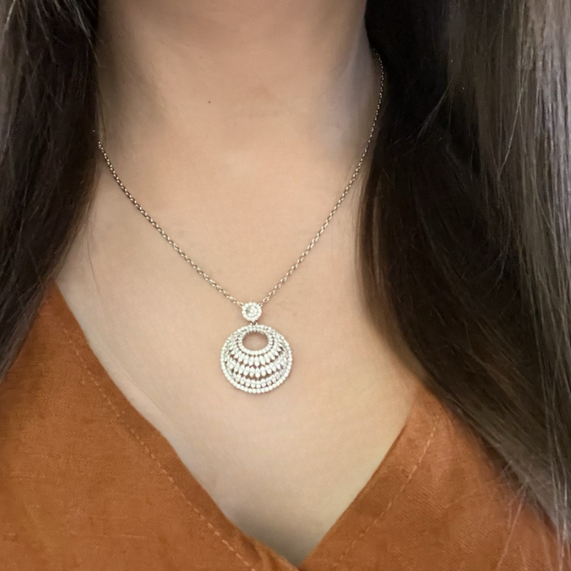 Silver Round Diamante Necklace