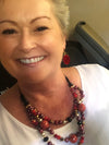 Red & Gold Beaded Triple Layered Necklace
