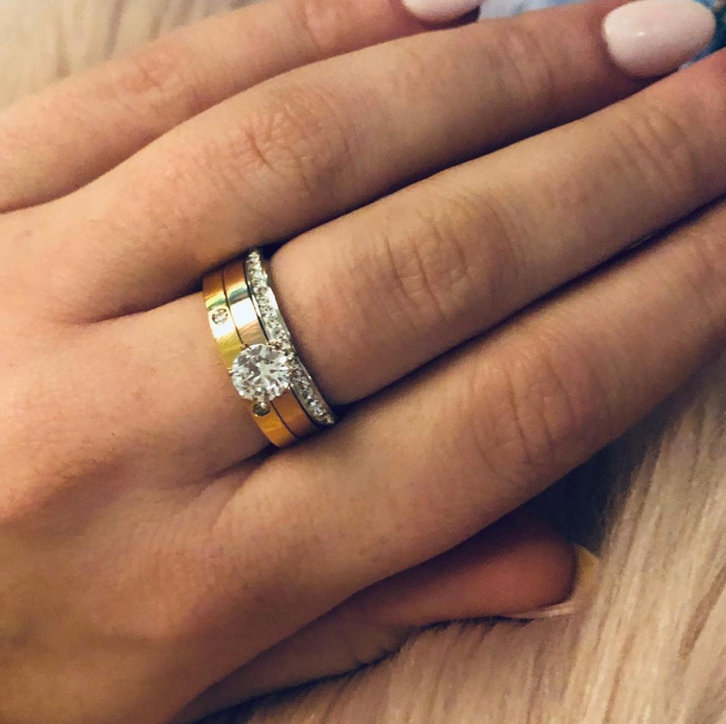 Stainless Steel & Gold Plated diamante Ring Trio