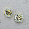 Cubic Zirconia Gold Plated Stainless Steel Tree of Life Stud Earrings