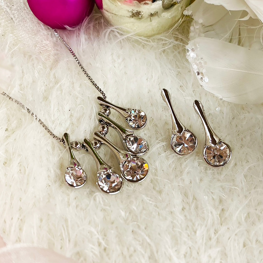 Silver Cubic Zirconia Necklace & Earring Set